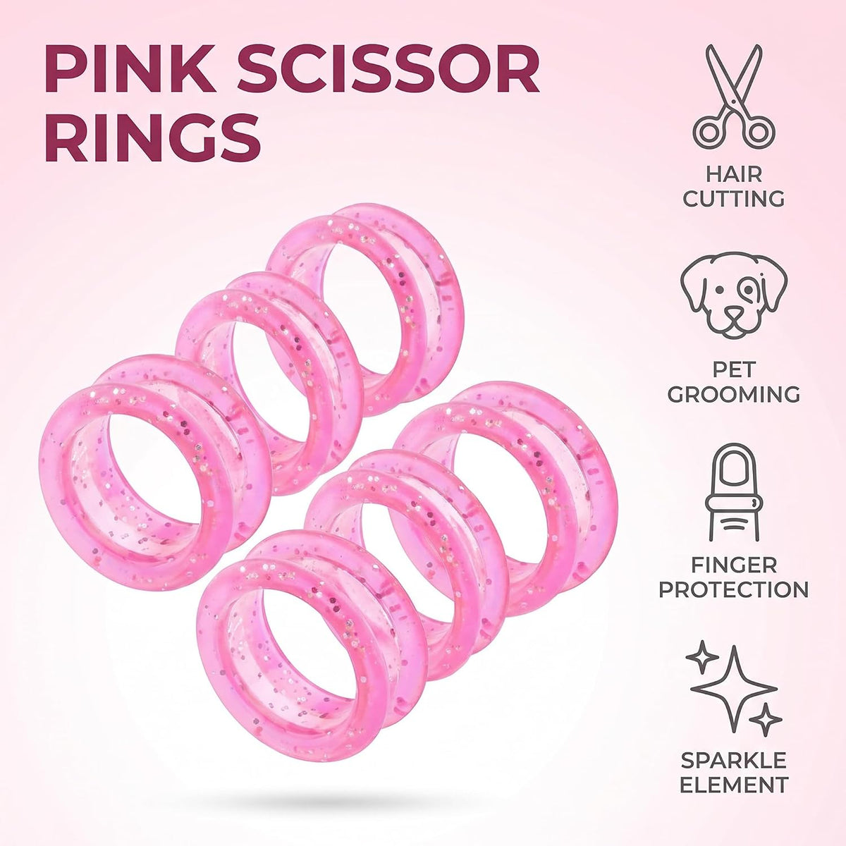 10Pcs Pink Silicone Scissors Finger Rings Grips Grooming Shear Thumb Inserts Finger Protector Ring for Barber Hair Cutting Scissors Pet Shears Hair Cutting Shears Hair Cutting Tools