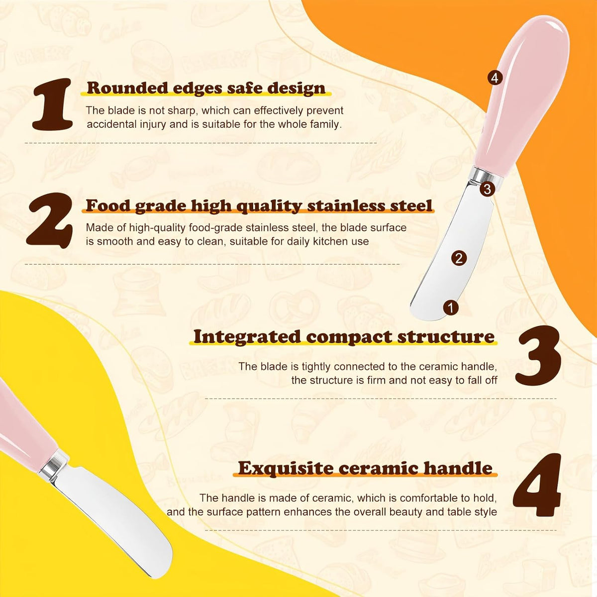 Butter Spreader Knife Set, 2 Pack Butter Knives and Cheese Knives