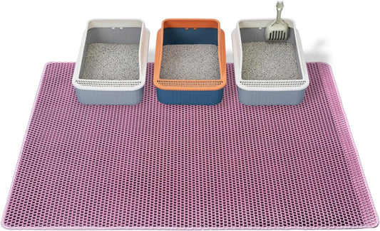 Cat Litter Box Mat-Super Large 47''x36'' Litter Trapping Mat for Cat-XXL Litterbox Matt for Floor-2 Layer Catcher Rug for Pet kitty Litterbox-Waterproof Urine Proof,Non-Slip,Pink