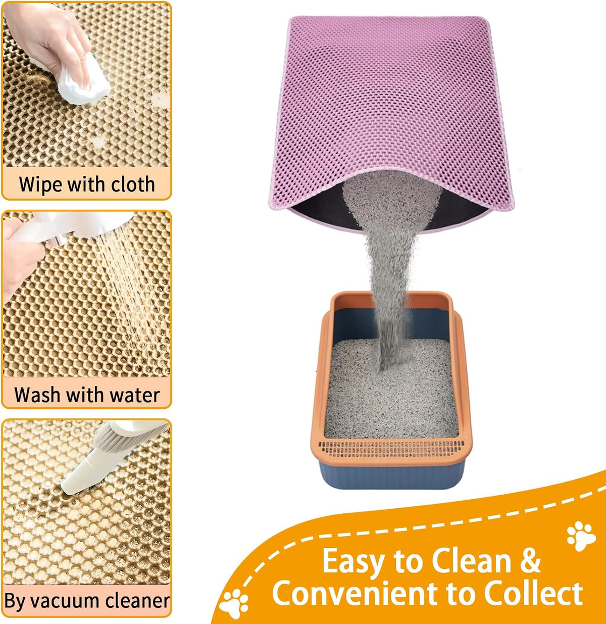 Cat Litter Box Mat-Super Large 47''x36'' Litter Trapping Mat for Cat-XXL Litterbox Matt for Floor-2 Layer Catcher Rug for Pet kitty Litterbox-Waterproof Urine Proof,Non-Slip,Pink