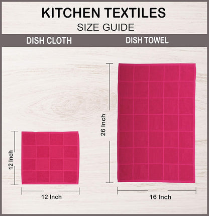 Dish Cloths for Washing Dishes Set of 8 - Highly Absorbent, Super Soft Kitchen Dishcloths - Reusable Quick Dry Dish Rags for Cleaning & Drying Kitchen Linens (12x12 Inch - Pink)