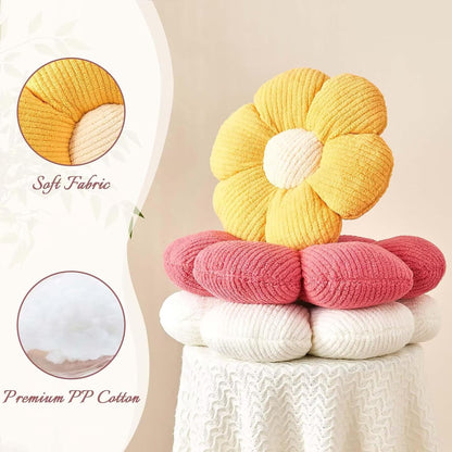 Flower Throw Pillow, Soft Peach Pink 19.6" Shaped Floor Pillow for Home Decor, Cute Aesthetic Plush Decorative Pillows for Bed, Sofa, Couch