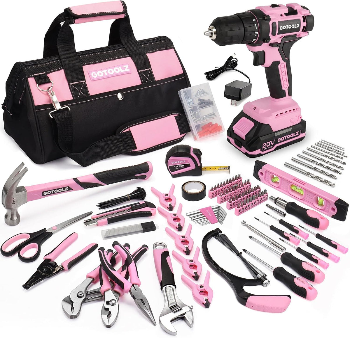293PC Home Tool Set with Power Drill, Household Repairing Tool Kit