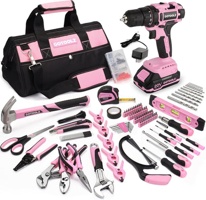 293PC Home Tool Set with Power Drill, Household Repairing Tool Kit
