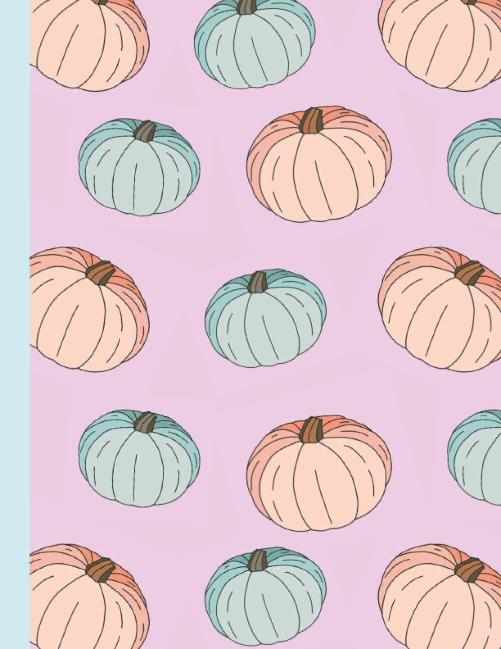Fall - Pastel Pumpkin Notebook - 8.5 x 11 inches - Pink & Peaches: Composition Notebook