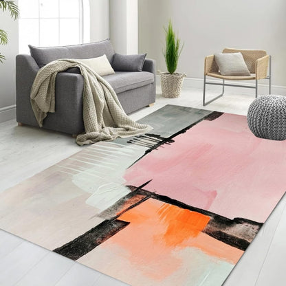 Light Pink Grey Off White Cotemporary Abstract Texture Indoor Rugs for Living Room Bedroom Dining Room Machine Washable Non Shedding Soft Carpet 4x6 Nursery Guestroom Modern Art Aesthetic Area Rug