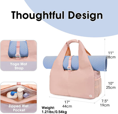 Tote Yoga Mat Gym Bag 20L Women W/Shoe Compartment Wet Dry Pocket