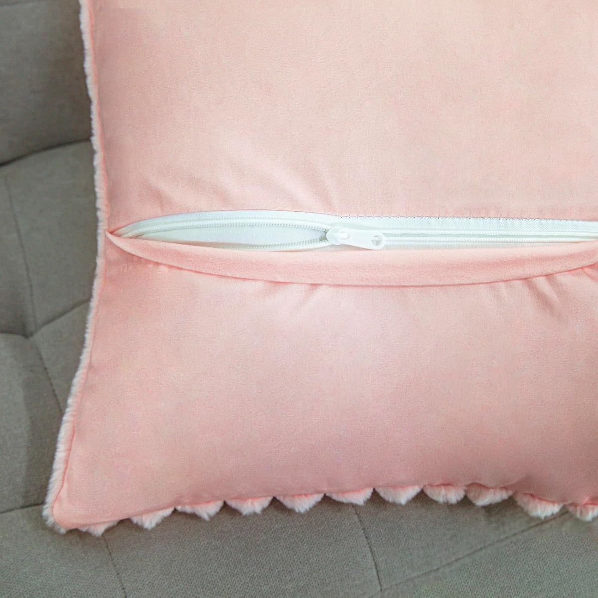 Uhomy Set of 2 Faux Fur Home Decorative Throw Pillow Cover Luxury Super Soft Fuzzy Striped Furry Pillowcase for Sofa Couch Bedroom Comfy Thick Fluffy Plush Cushion Cover 16x16 Inch Light Pink 40x40 cm