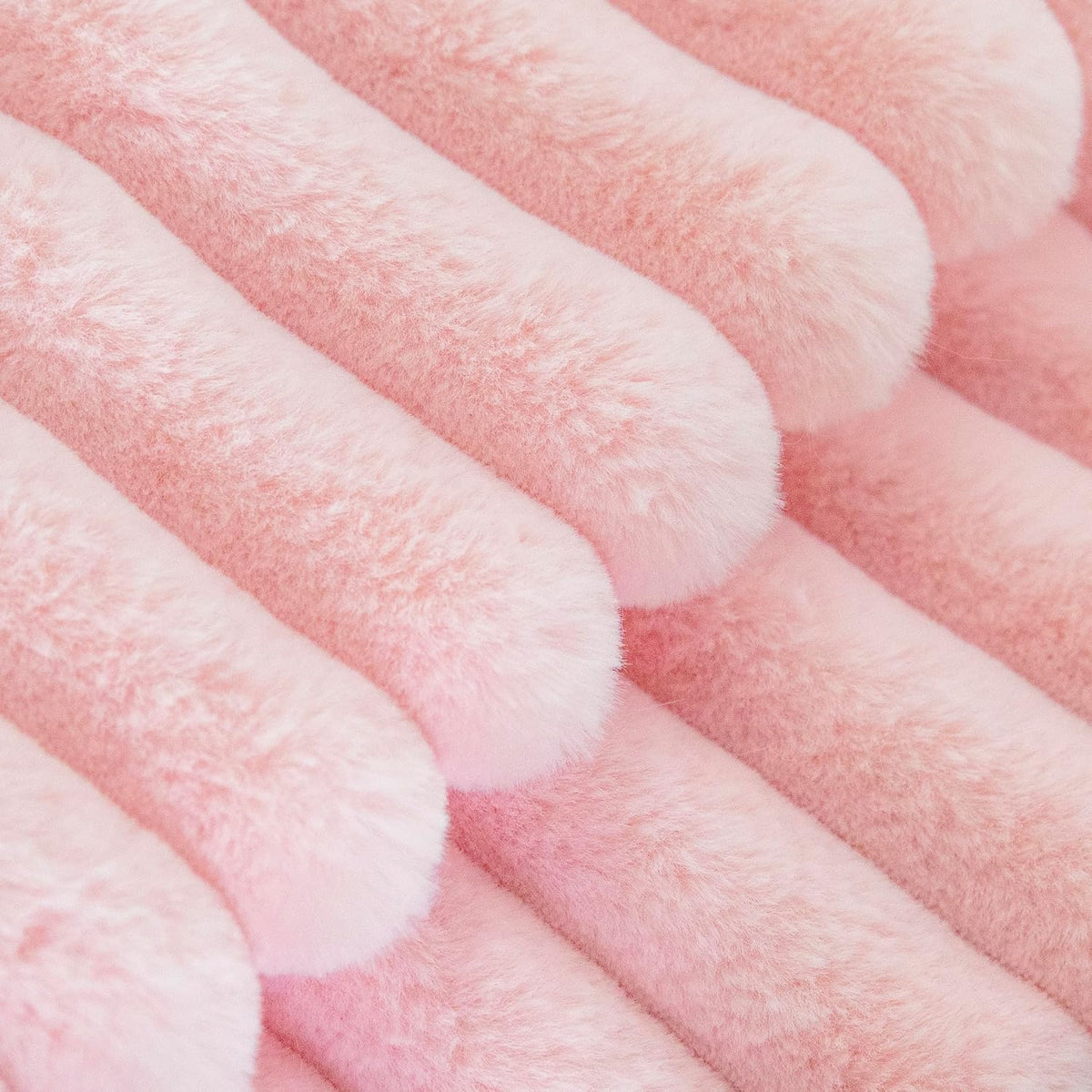 Uhomy Set of 2 Faux Fur Home Decorative Throw Pillow Cover Luxury Super Soft Fuzzy Striped Furry Pillowcase for Sofa Couch Bedroom Comfy Thick Fluffy Plush Cushion Cover 16x16 Inch Light Pink 40x40 cm