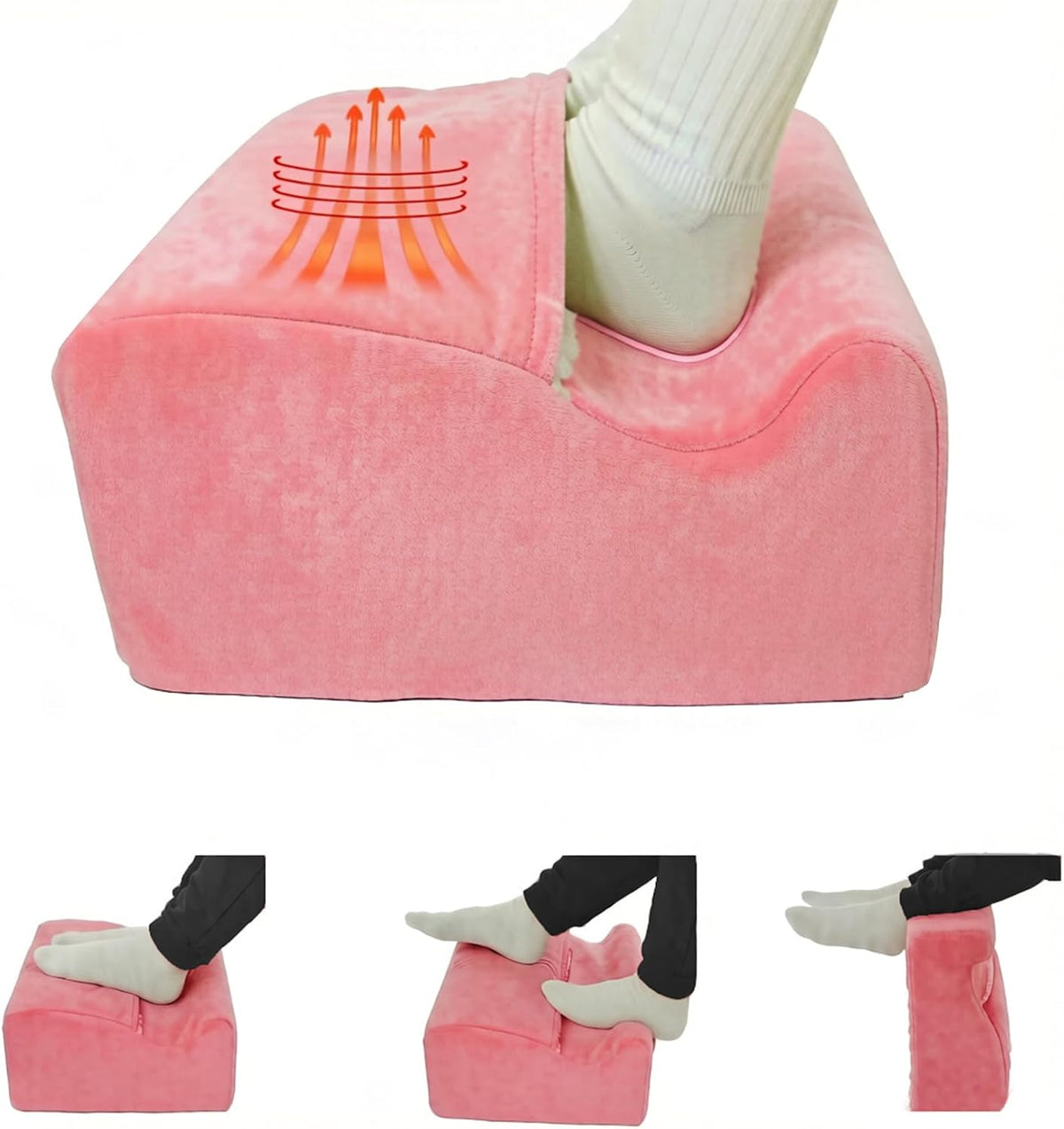 Underdesk Foot Rest for Office with Warm Pocket, High Density Foam - Pink