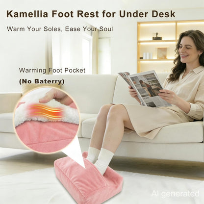 Underdesk Foot Rest for Office with Warm Pocket, High Density Foam - Pink