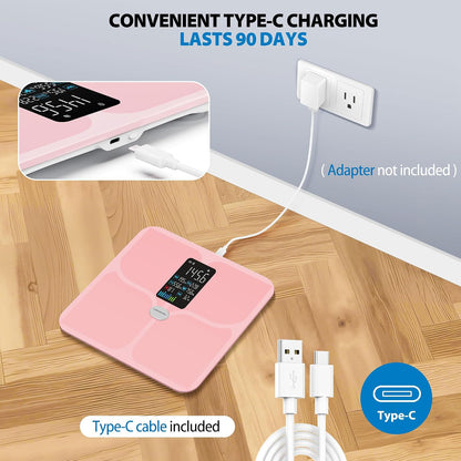 Smart Bathroom Scale for Body Weight and Fat, Rechargeable