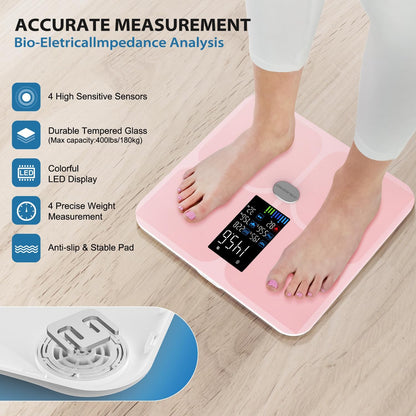 Smart Bathroom Scale for Body Weight and Fat, Rechargeable