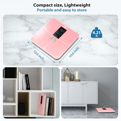 Smart Bathroom Scale for Body Weight and Fat, Rechargeable