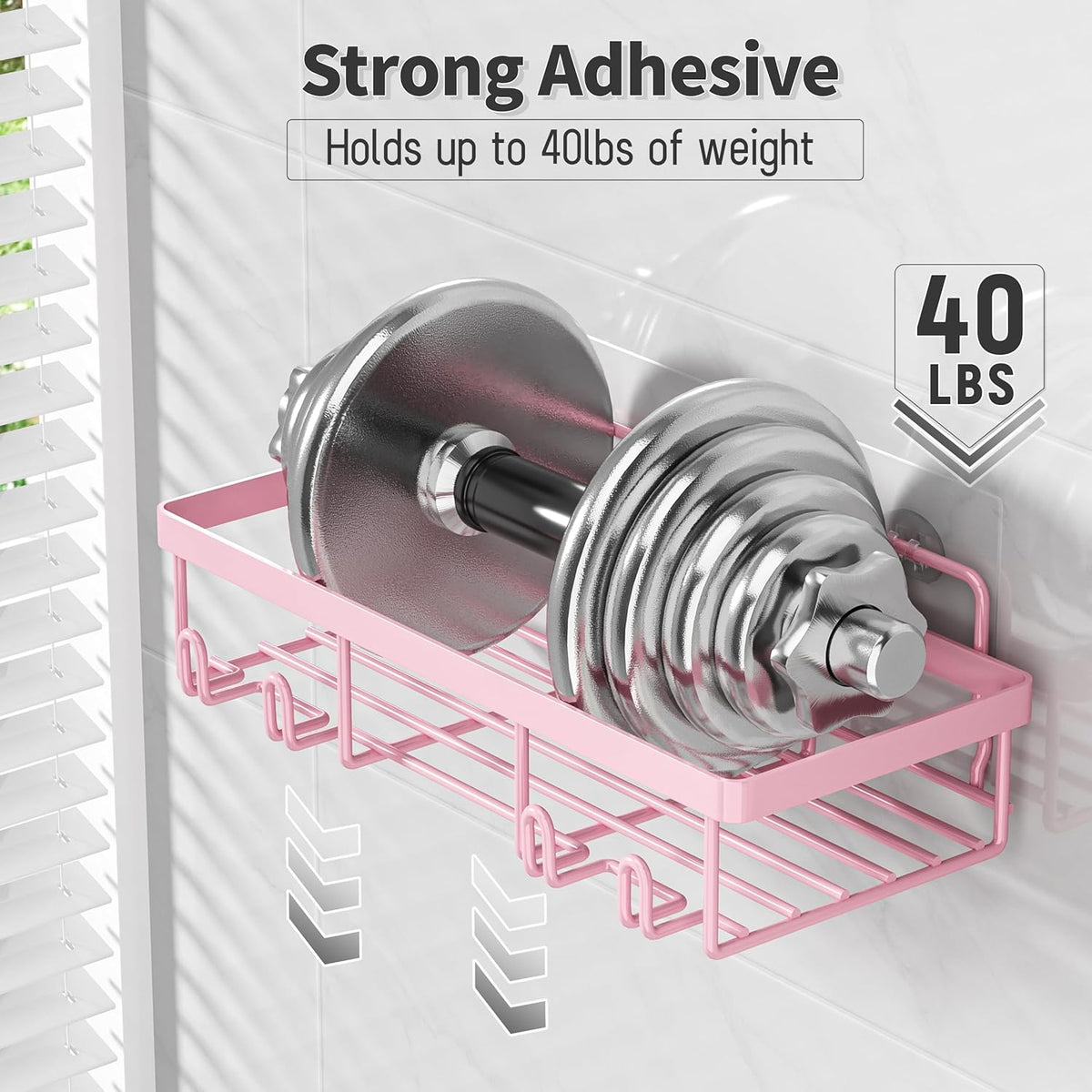 5 Pack Shower Caddy for Inside Shower, Pink Bathroom Decor Set