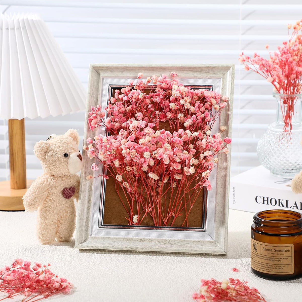 200 Pcs Mini Pink Dried Babys Breath Flower 5600+ DIY Craft Gift
