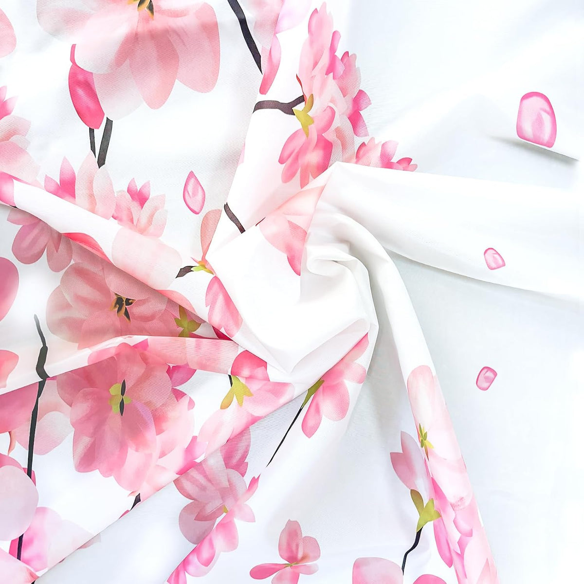 Pink Cherry Blossom Shower Curtains for Bathroom, Watercolor Floral Shower Curtain Sets Waterproof Plant Shower Curtain Bathroom Curtains Set 72x72 inch with Hooks (Pick, 72" W x 72" L)