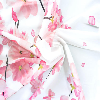 Pink Cherry Blossom Shower Curtains for Bathroom, Watercolor Floral Shower Curtain Sets Waterproof Plant Shower Curtain Bathroom Curtains Set 72x72 inch with Hooks (Pick, 72" W x 72" L)