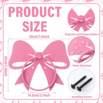 Pink Bow Towel Holder for Bathroom Coquette Metal Towel Ring Hanger Wall Mounted Pink Bow Bathroom Decor Heavy Duty for Women Girls Kitchen Home Decor Gift