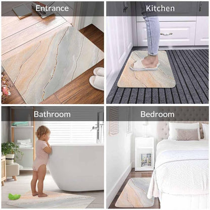 Marble Bath Mat for Bathroom Light Marble Texture Stone Rock Floor Grey Pink Bath Rugs Door Mat Non Slip Rubber Backed Bathroom Floor Mat for Bathtub Sink Shower 16"X24"