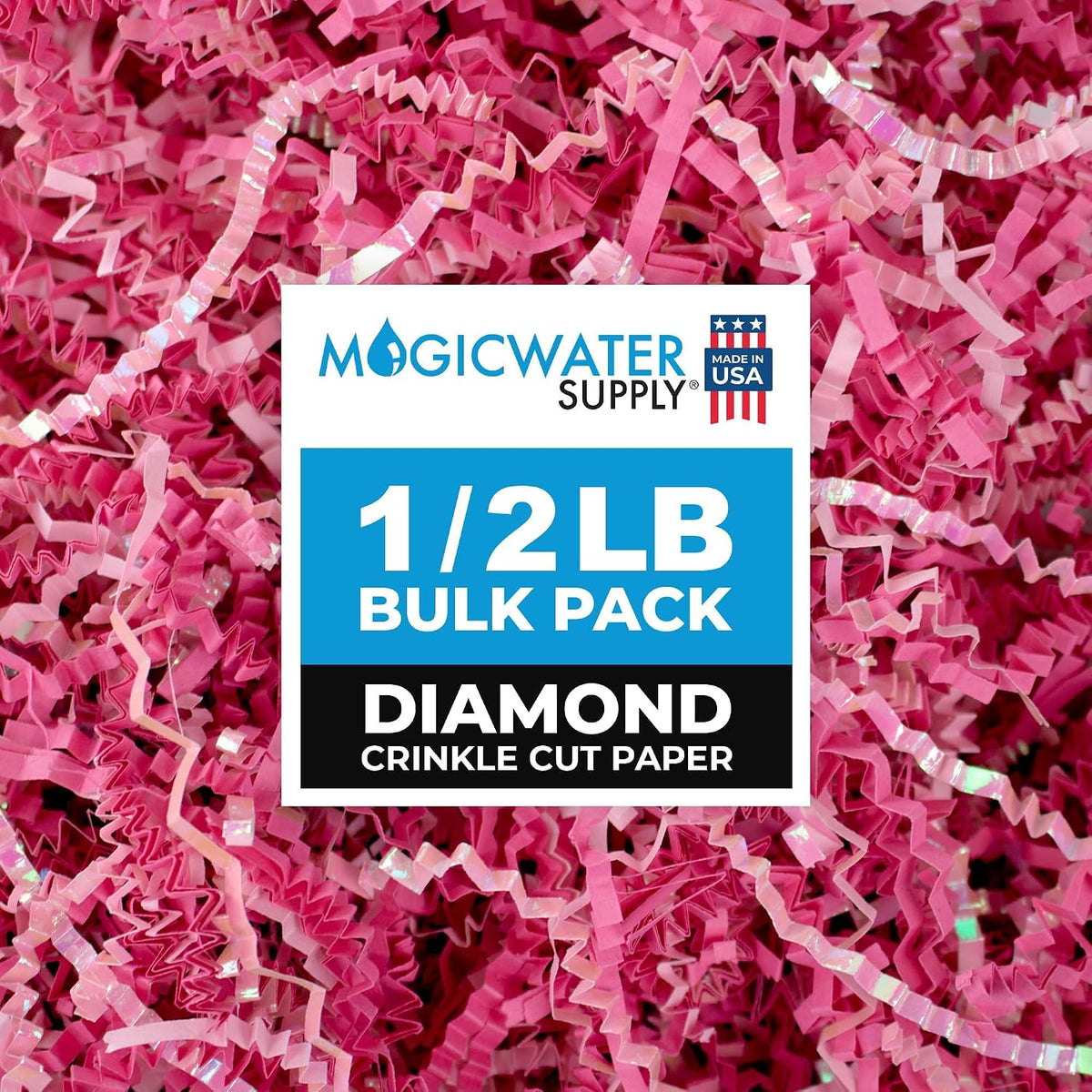 MagicWater Iridescent Crinkle Cut Paper - 1/2 LB - Diamond Strawberry Pink
