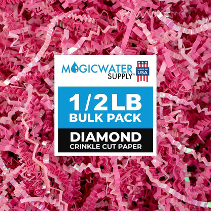MagicWater Iridescent Crinkle Cut Paper - 1/2 LB - Diamond Strawberry Pink