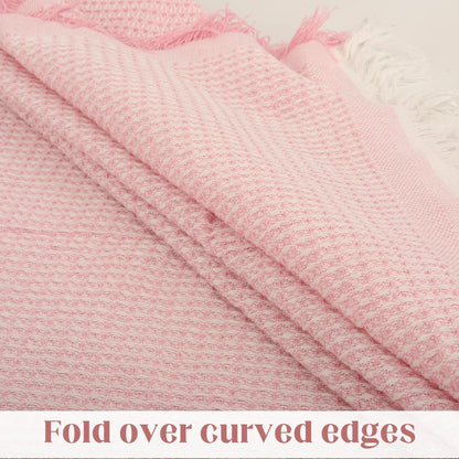 Round Lace Tablecloth,2 Pack 51 Inch Tablecloth Lace Table Cover Elegant Tablecloth Tablecloth with Tassel Wedding Reception Table Cover,Lace Tablecloth, Round Wedding Tablecloth (Pink)
