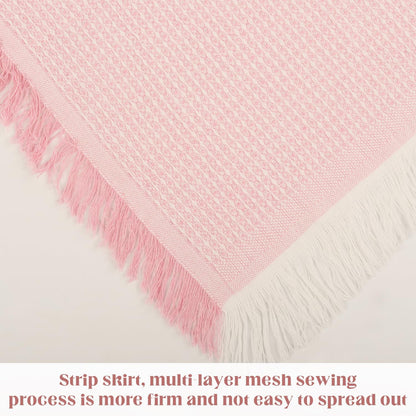 Round Lace Tablecloth,2 Pack 51 Inch Tablecloth Lace Table Cover Elegant Tablecloth Tablecloth with Tassel Wedding Reception Table Cover,Lace Tablecloth, Round Wedding Tablecloth (Pink)