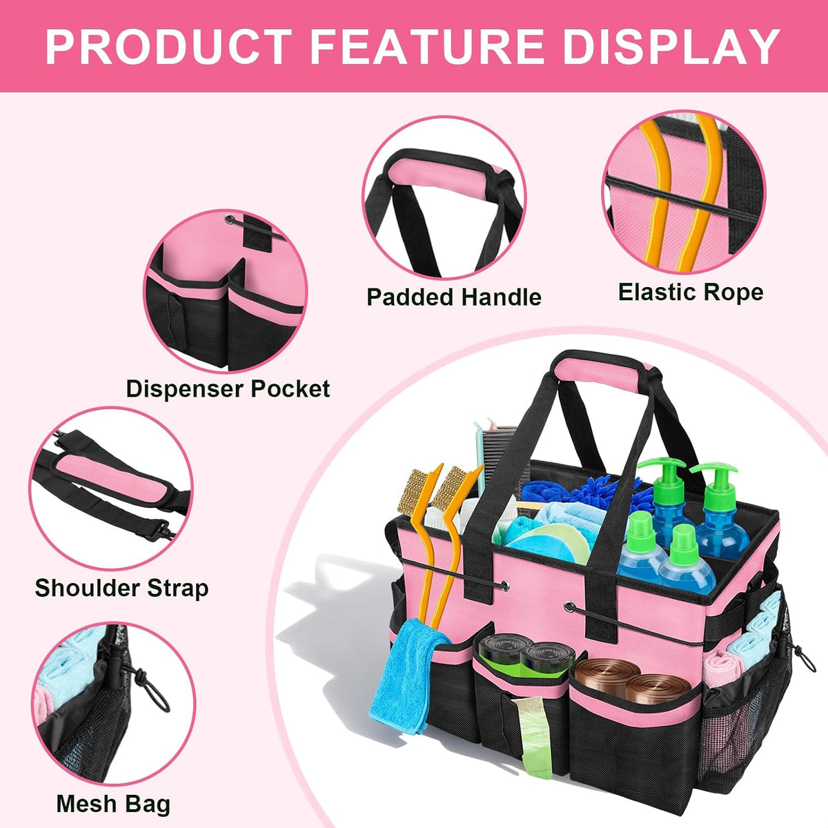 Wearable Cleaning Caddy Bag, Cleaning Supplies Tote for Housekeeping