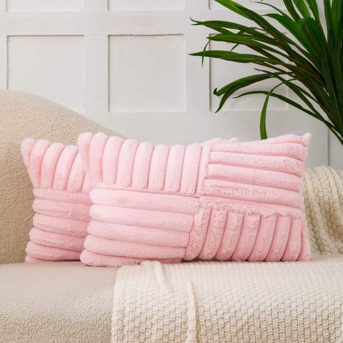 Pink Lumber Decorative Throw Pillow Covers 12x20 Set of 2