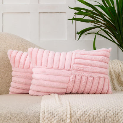 Pink Lumber Decorative Throw Pillow Covers 12x20 Set of 2