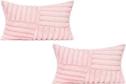 Pink Lumber Decorative Throw Pillow Covers 12x20 Set of 2