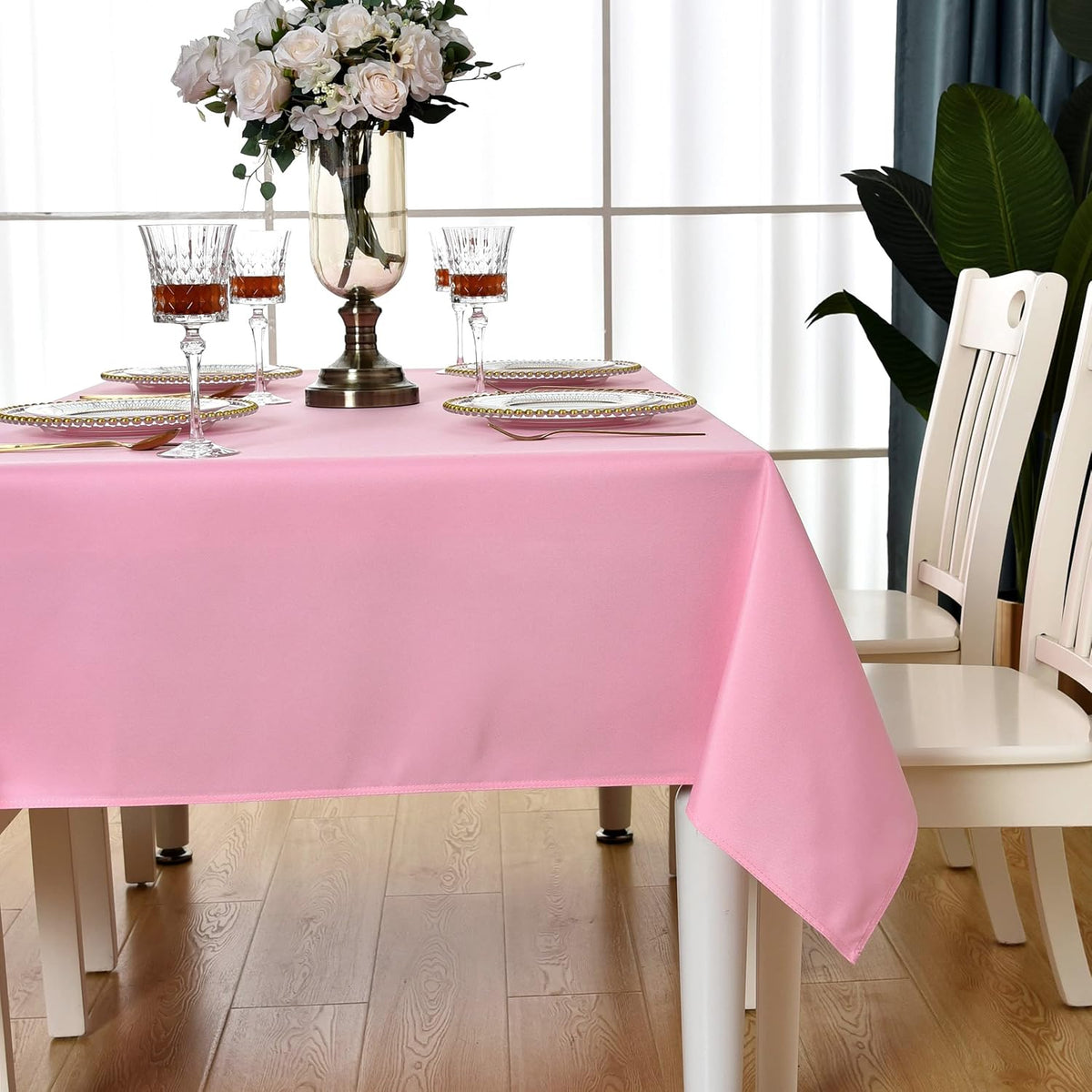 2 Pack Pink Square Tablecloth Waterproof Table Cloth, 60x60 inch