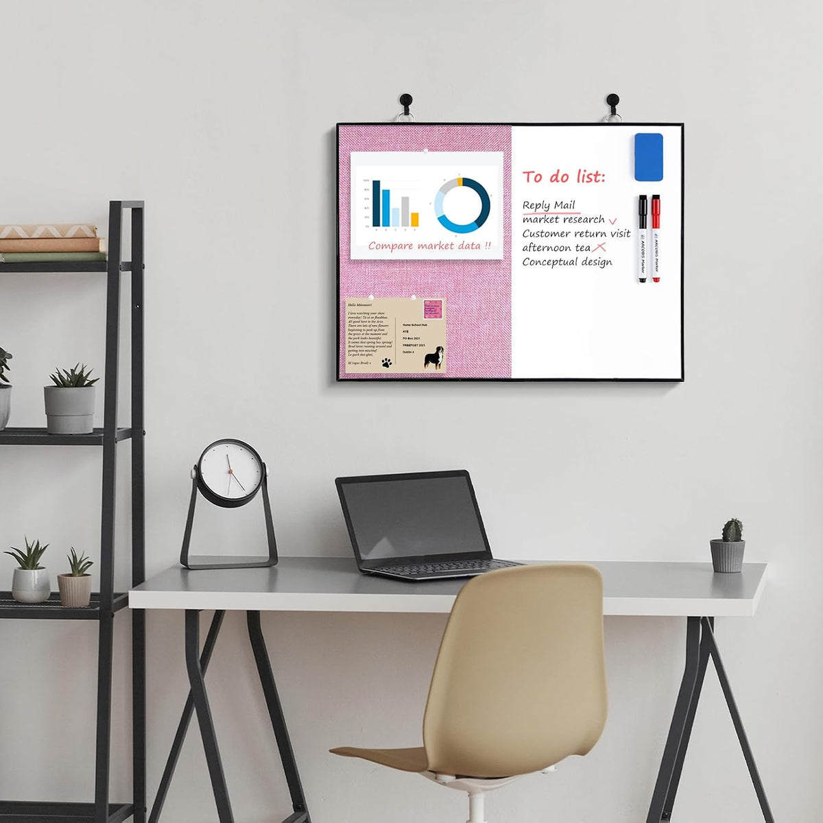 Cork Board White Board Combo for Wall
