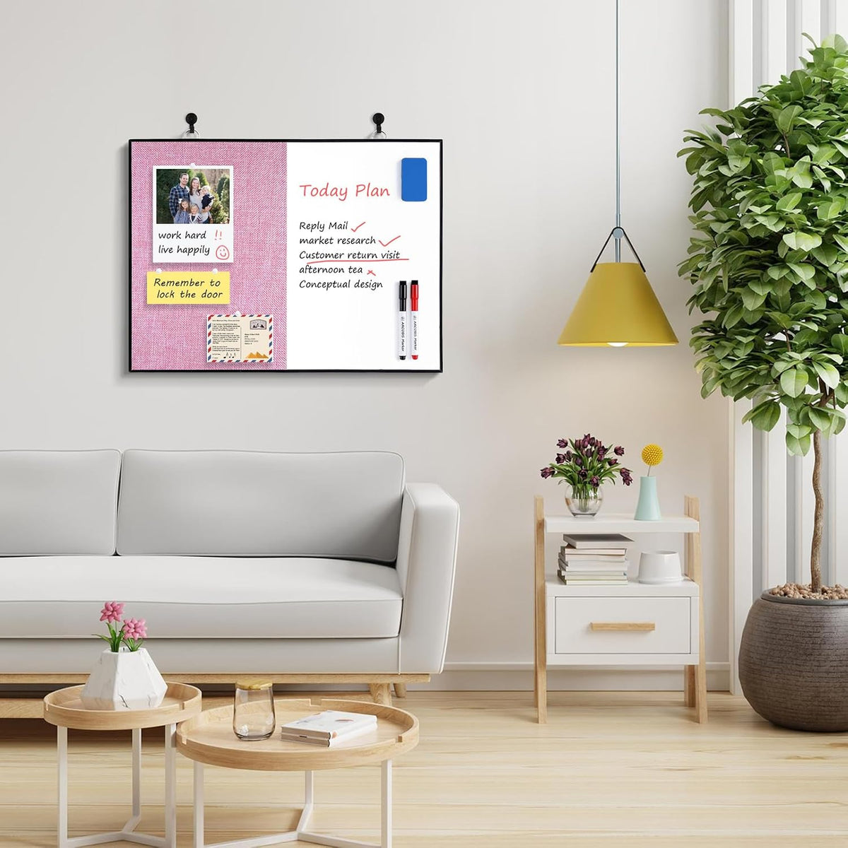 Cork Board White Board Combo for Wall