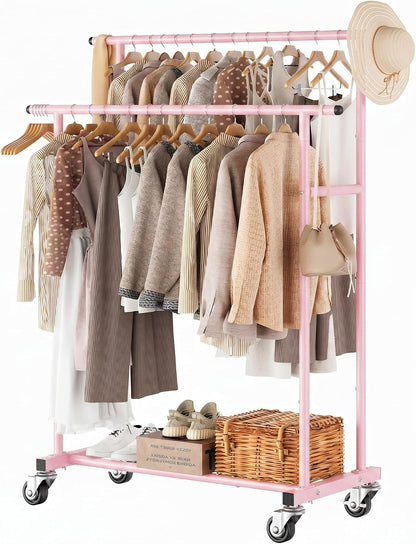 Rolling Garment Rack, Sturdy Clothes Organizer for Bedroom