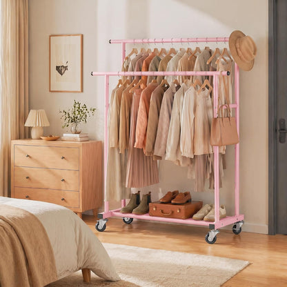 Rolling Garment Rack, Sturdy Clothes Organizer for Bedroom
