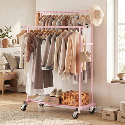 Rolling Garment Rack, Sturdy Clothes Organizer for Bedroom