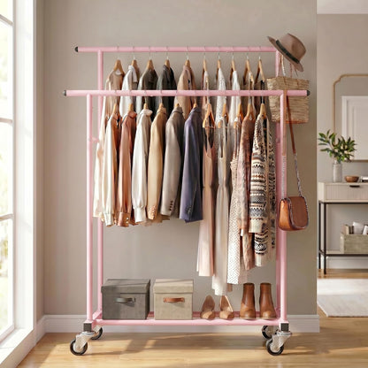 Rolling Garment Rack, Sturdy Clothes Organizer for Bedroom