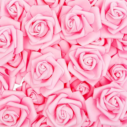Artificial Flowers Foam Rose Heads - 3 x 1.2 in, Mixed Pink Shades, 100 Pack - Foam Roses for Flower Wall & Garland Backdrops, Wedding & Bridal Shower Decor