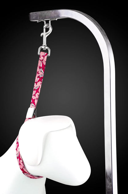 Country Brook Petz Dog & Pet 5/8 Inch Grooming Loop with Spring Loaded Clip - 18 Unique Designs for Grooming and Vet Tables (Pink Sharks)