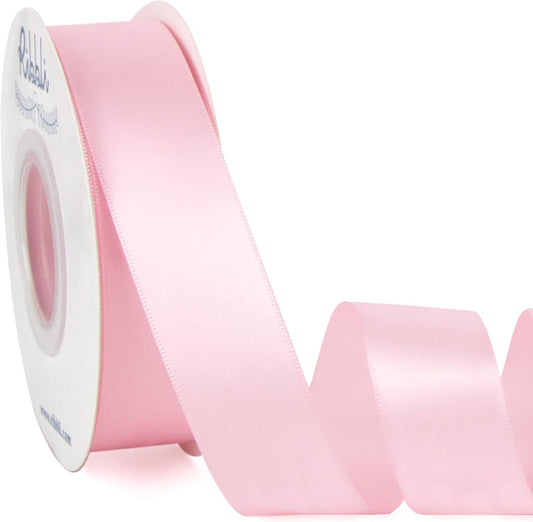 Double Faced Light Pink Baby Pink Satin Ribbon,1” x Continuous 25 Yards,Use for Bows Bouquet,Gift Wrapping,Baby Shower,Floral Arrangement