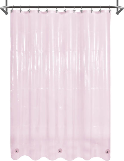 Clear Pink Shower Curtain Liner with 3 Magnets, 72x72