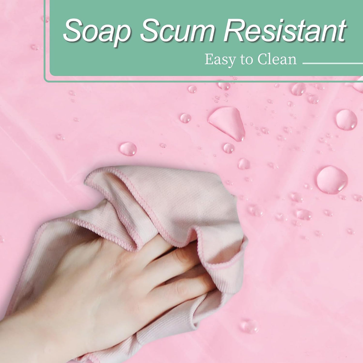 Clear Pink Shower Curtain Liner with 3 Magnets, 72x72