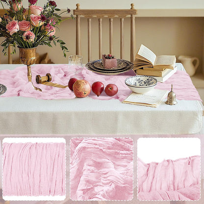 1 Pack Cheesecloth Table Runner 10Ft Christmas Gauze Boho Table Runners for Wedding Decor Bridal Shower Decorations Baby Shower Party(35" x 120")