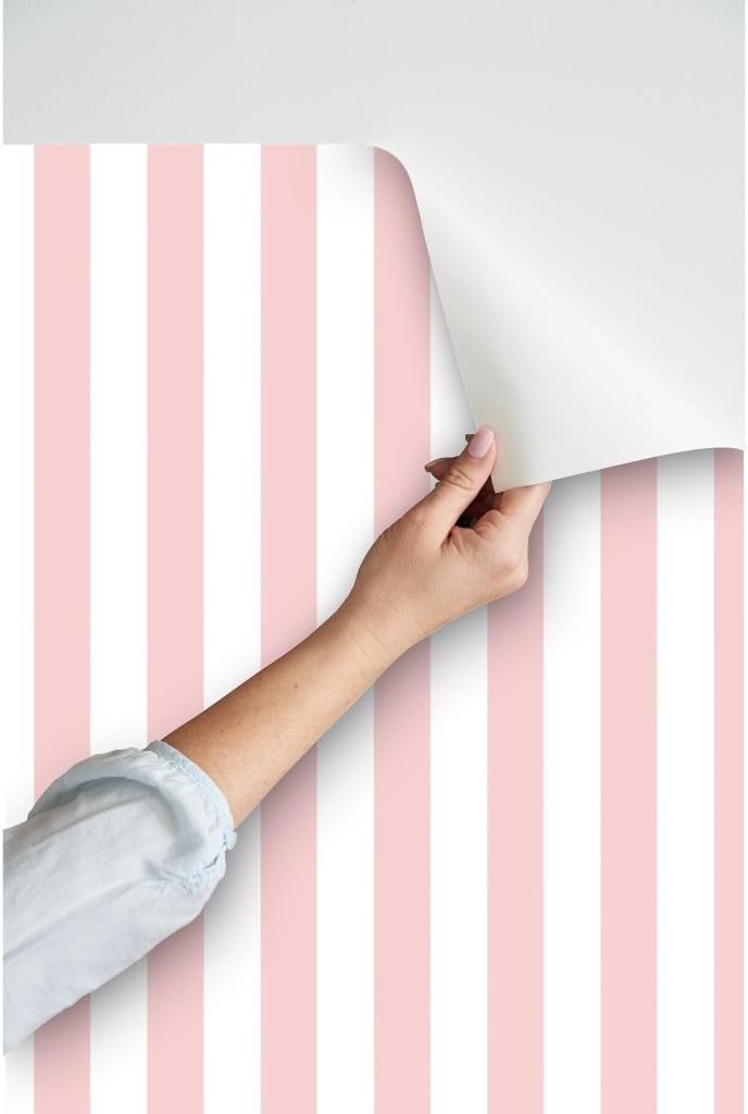 Stripes Pink and Peel and Stick Removable Wallpaper