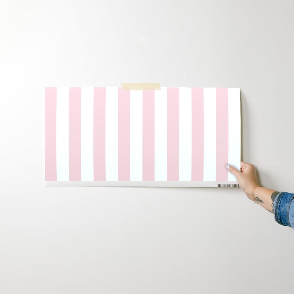 Stripes Pink and Peel and Stick Removable Wallpaper