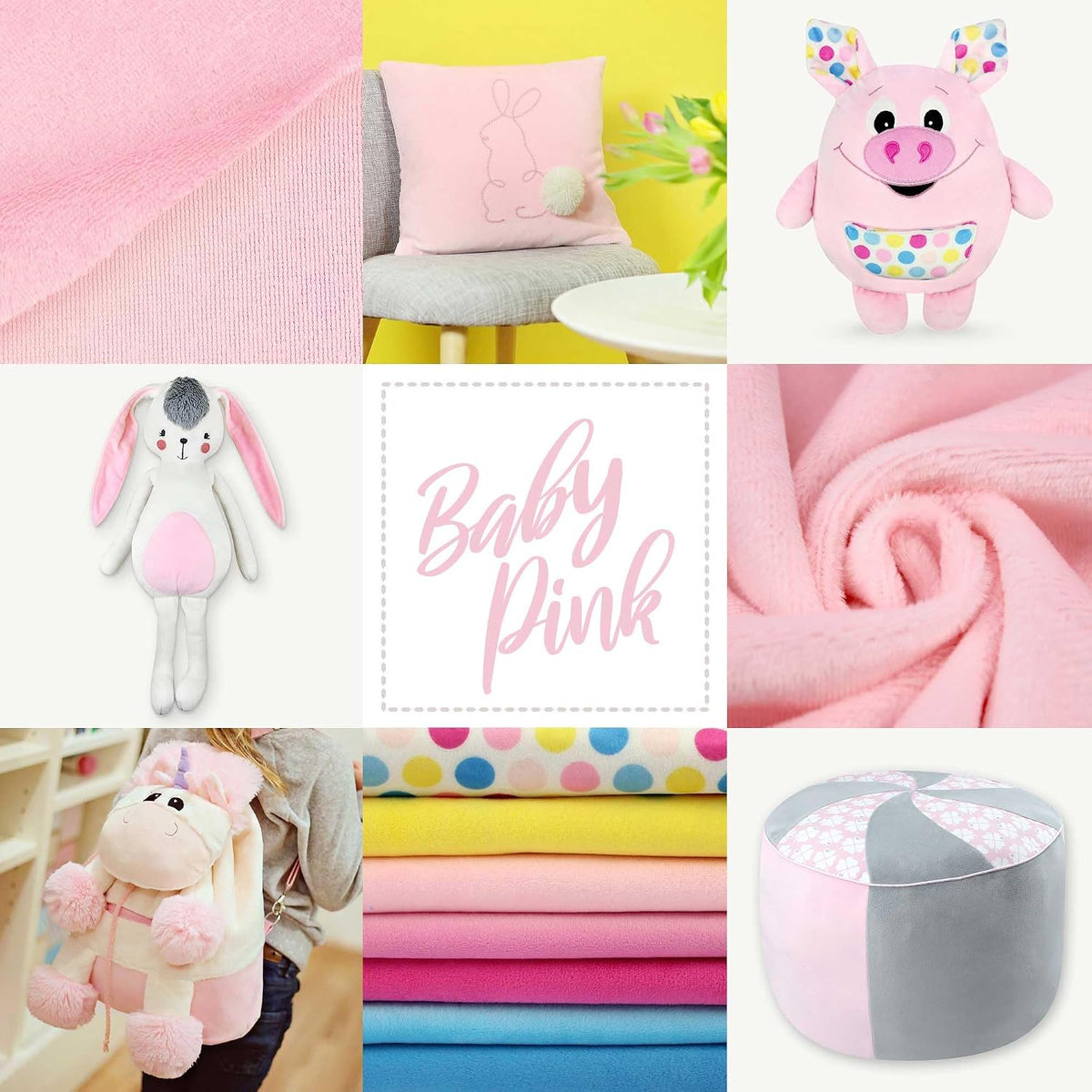 Plush Fabric | Solid Baby Pink Minky Fabric for Sewing | Super Soft Cuddle Material | 39.5x29.5 | Plushies, Baby Blankets, Pillows, Dog Beds, Cat Beds, Beanies, Baby Accessories, Apparel