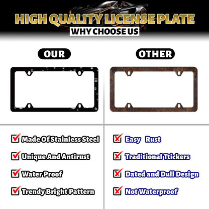 Sexy Leopard License Plate Frame Stainless Steel Parts Decoration