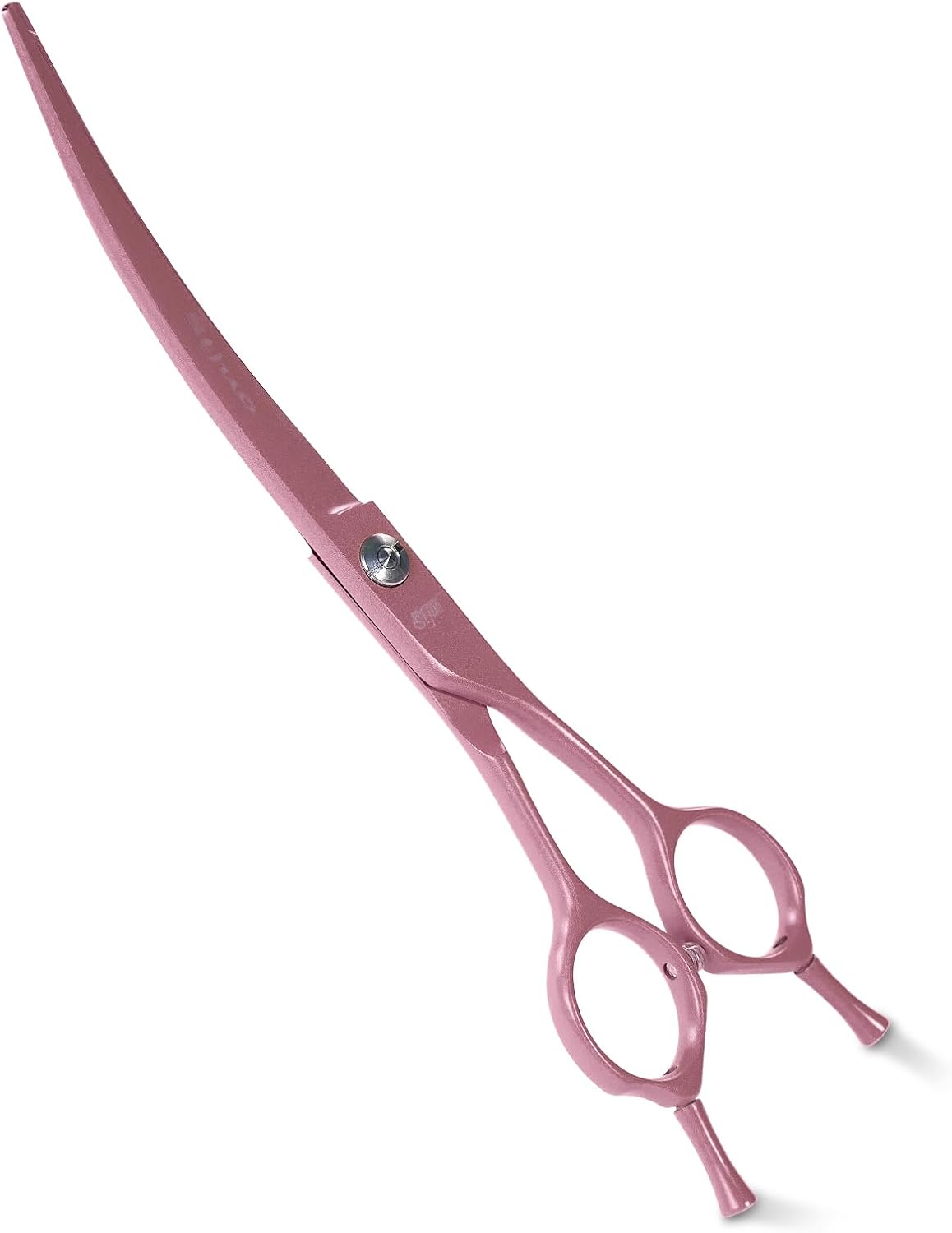 Professional Dog Grooming Scissors: 7" Japanese 440C Steel, Curved Shears with 25-30° Blade for Pet Groomers (Pink)